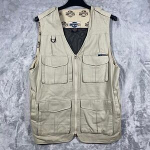 EX OFFICIO Adventure Wear Vest Mens L Beige Khaki Utility Pockets Fishing Hiking